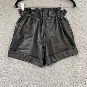 Abercrombie Faux Leather Shorts‎ Womens XS Cuffed Paperbag High Rise Grunge 90s